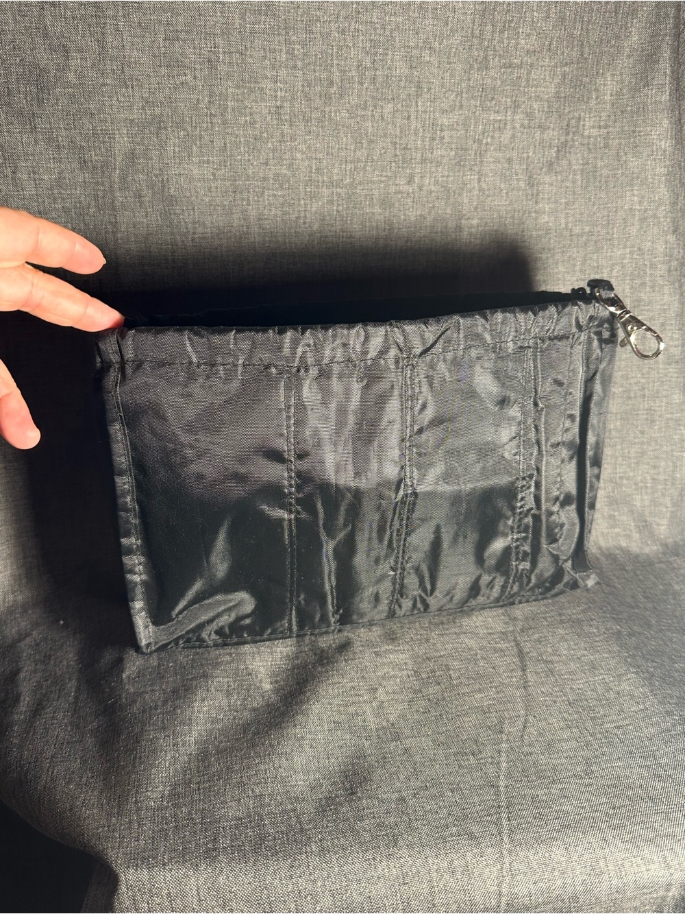 Black Travel Pouch Organizer for Women - Compact Nylon Accessory Bag